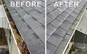 Gutters before and after cleaning